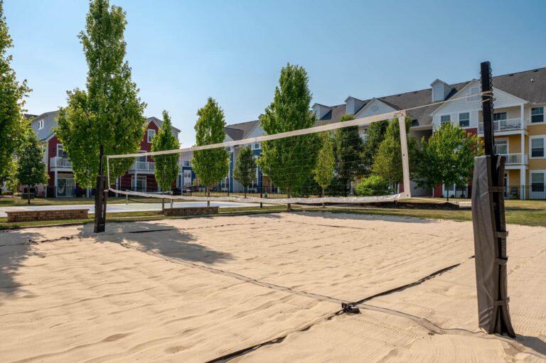 District at Linworth apartments in Worthington beach volleyball court.